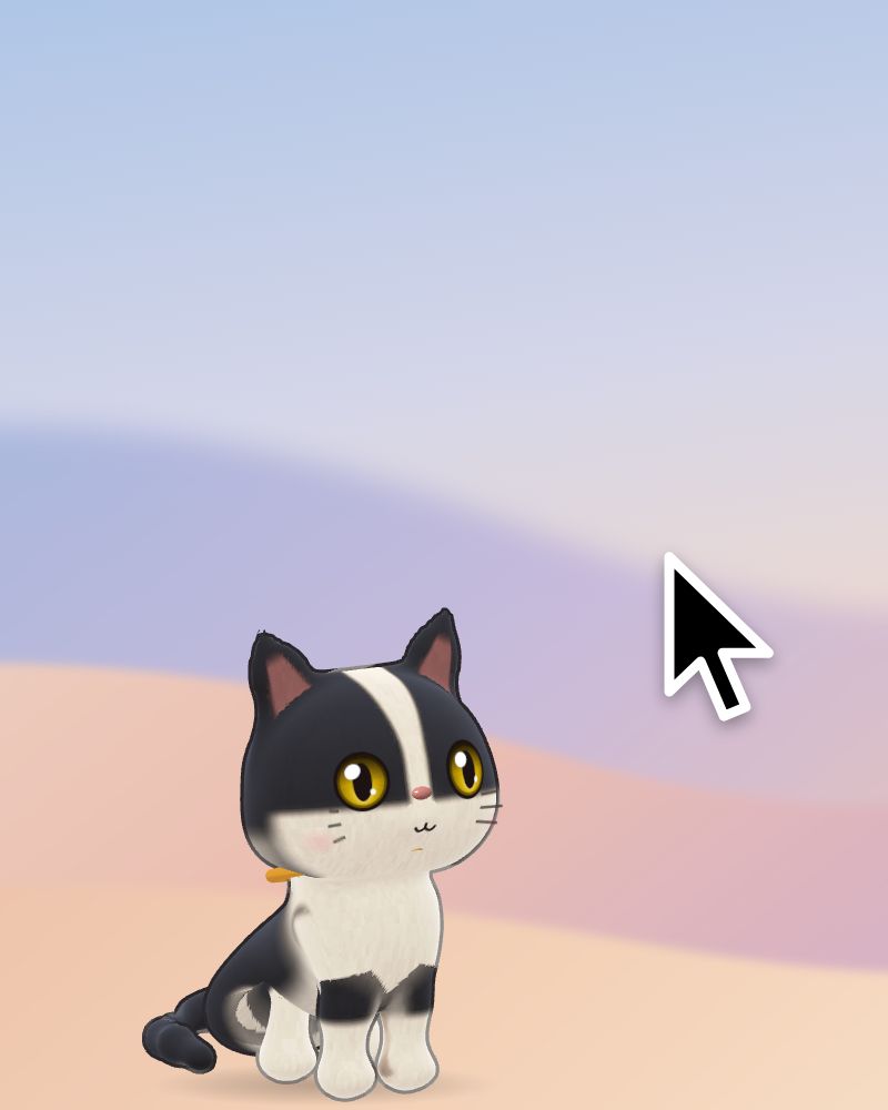 A tuxedo cat sits and follows the pointer with its head as it moves around